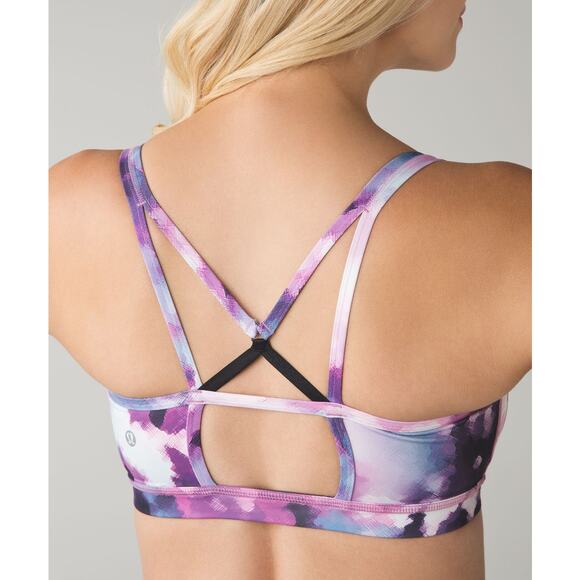 Lululemon Sweaty Endeavor Blooming Pixie Strappy Back Sports Bra Size 4 - Picture 2 of 10